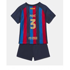 Barcelona Gerard Pique #3 Hemmaställ Barn 2022-23 Korta ärmar (+ Korta byxor)